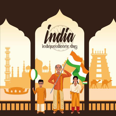 India Onafhankelijkheidsdag kaart vector