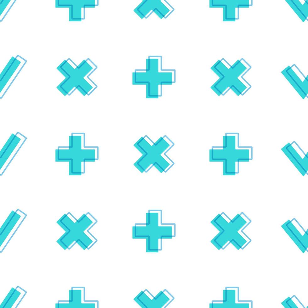 naadloze patroon van teken en kruisen in medische stijl geïsoleerd op een witte achtergrond. glad patroon. vector