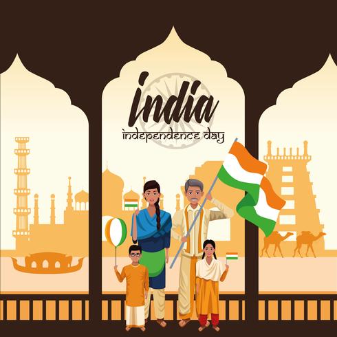 India Onafhankelijkheidsdag kaart vector