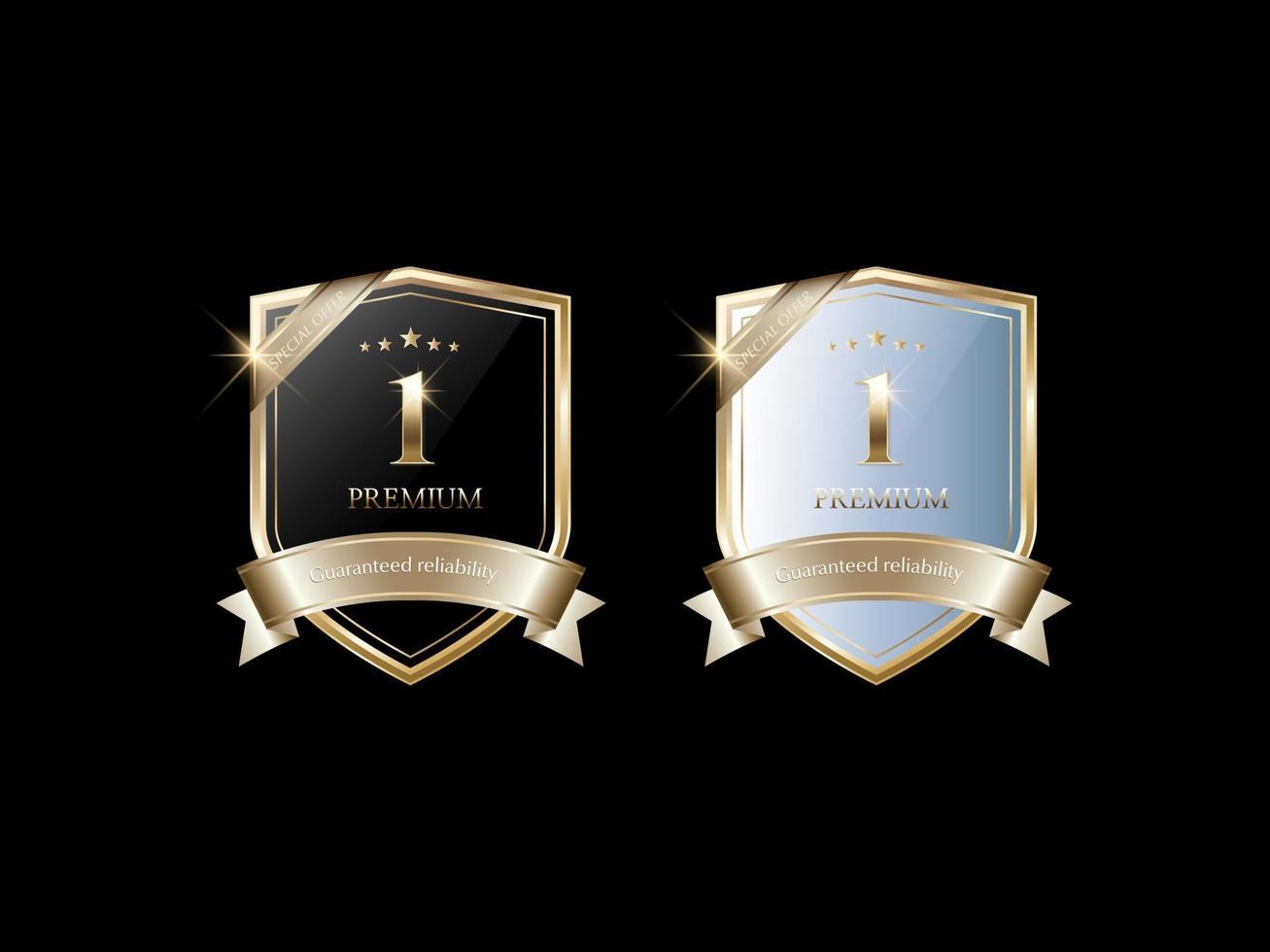 luxe gouden label en symbool vector