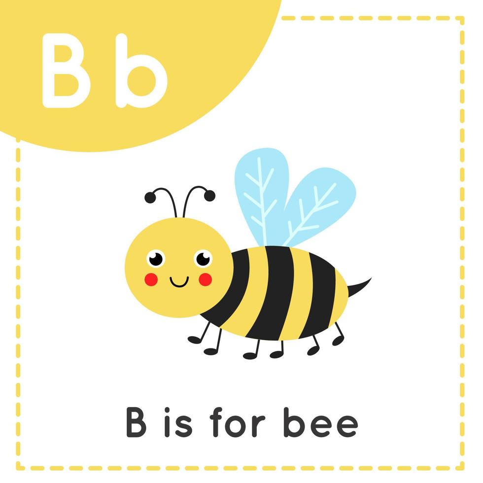Engels alfabet leren voor kinderen. letter B. leuke cartoonbij. vector