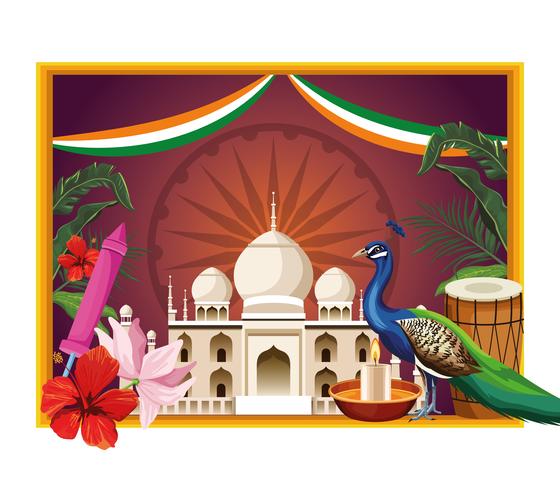 India nationale monument toeristische kaart vector