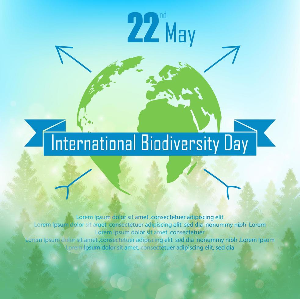 biodiversiteitsachtergrond met palmbomen, silhouetaarde en lint vector