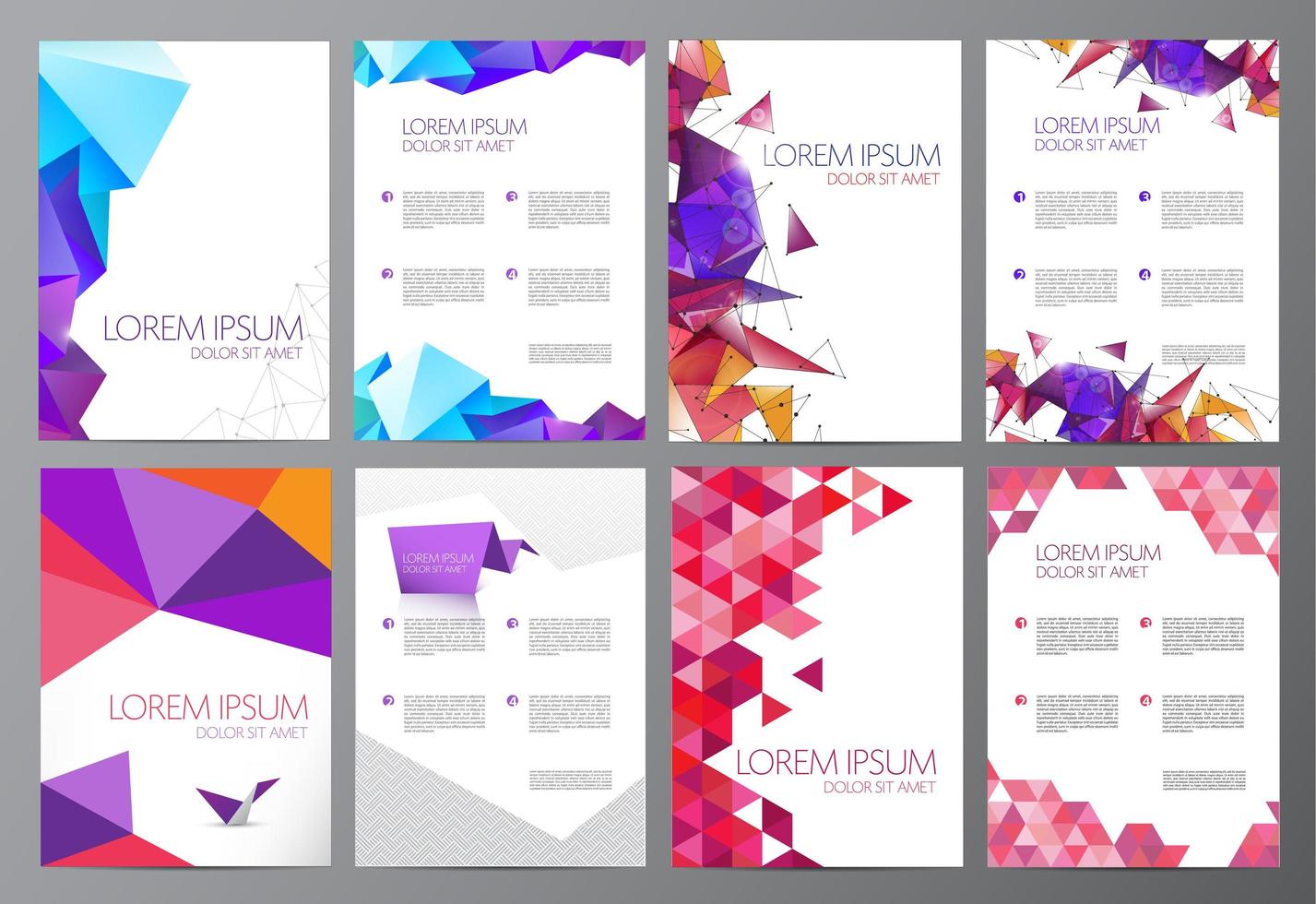 vector set van flyers, brochures abstract ontwerp 2 kanten, achtergrond, dekking.