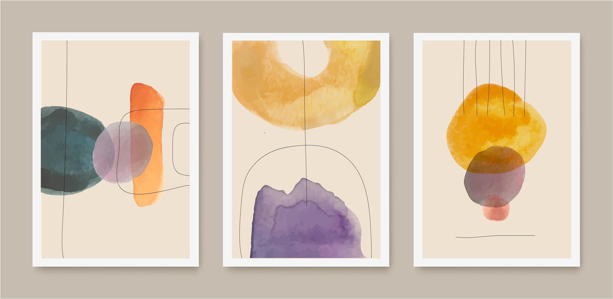 vector set van abstracte creatieve minimalistische artistieke handgeschilderde composities, kunst covers, brochures, flyers, banners, posters.