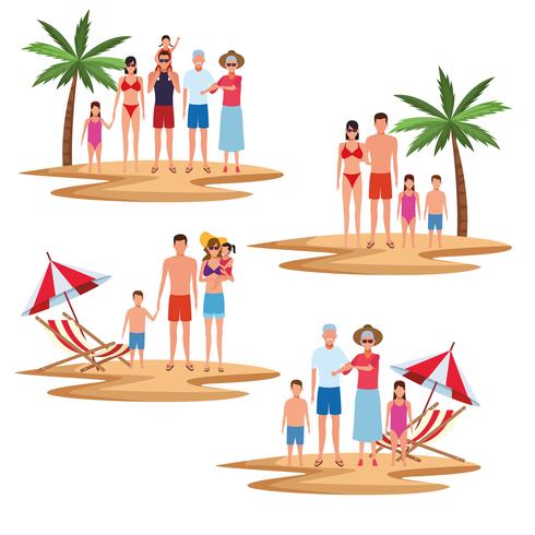 vakantie op het strand familie vector
