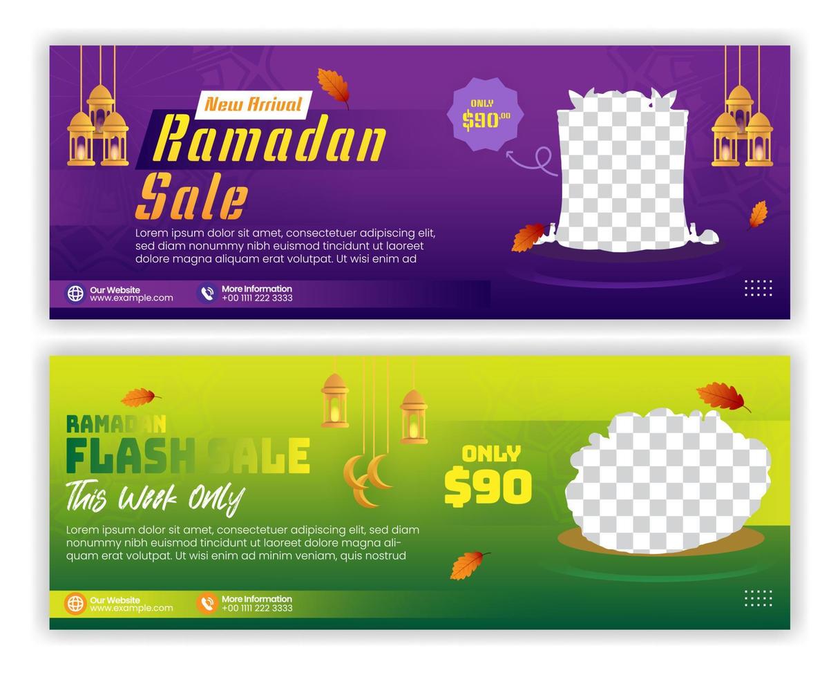 bedek ramadan-verkoopbanner voor lay-out van sociale media met sjabloon voor islamitische religiestijl vector