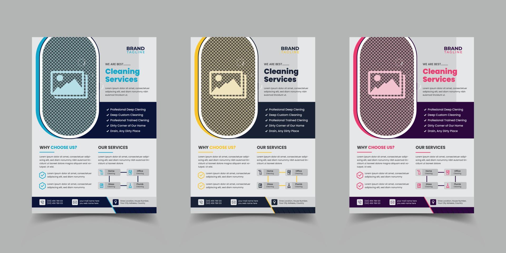 schoonmaakservice flyer sjabloon ontwerp lay-out vector