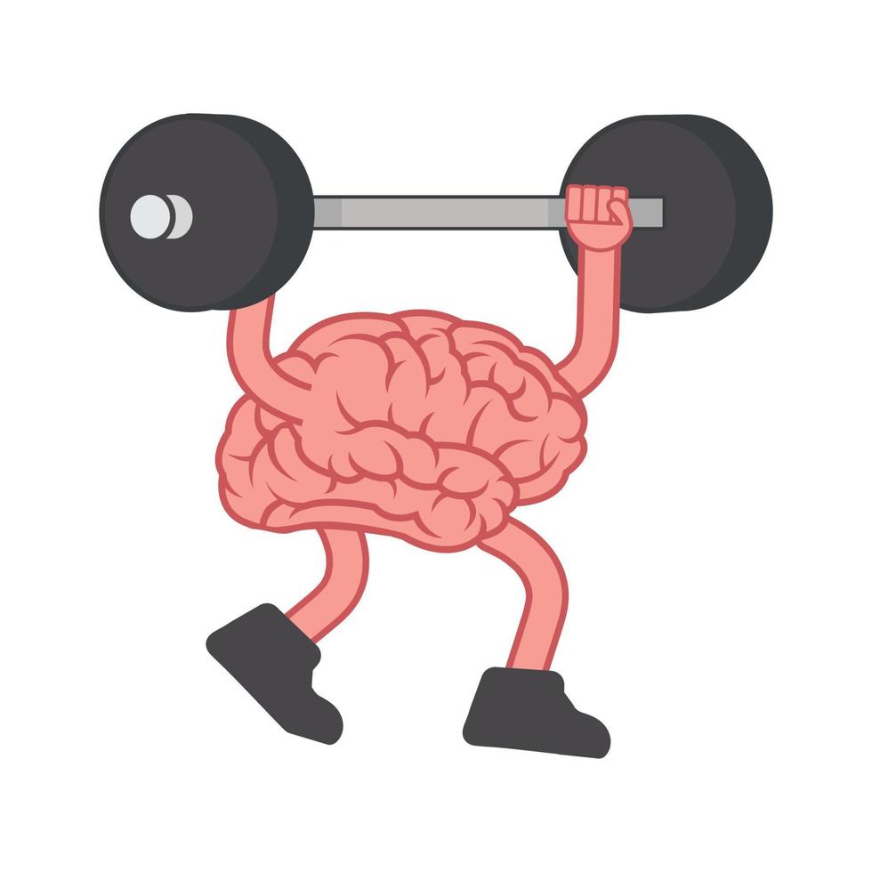hersenen met gewichten die boven het hoofd heffen vector