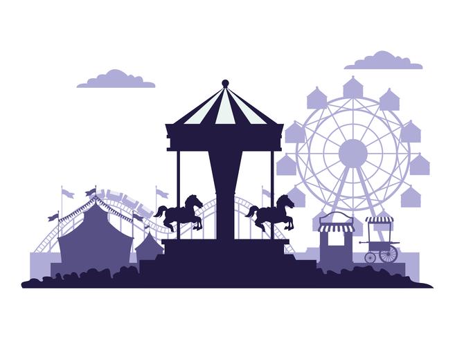 Blauwe en witte kleuren van het circusfestival de eerlijke landschap vector