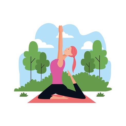 vrouw in yoga houdingen vector