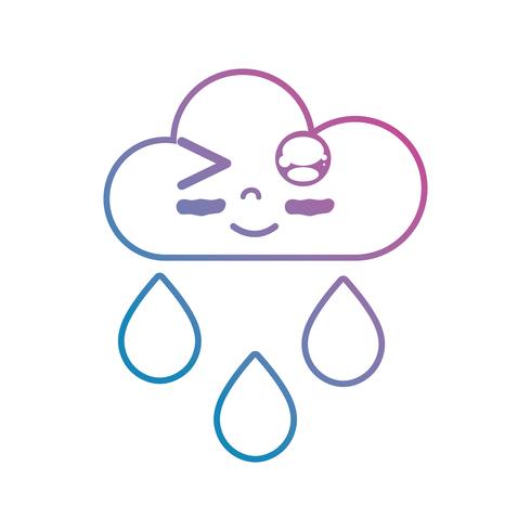 lijn kawaii schattig gelukkig wolk regent vector