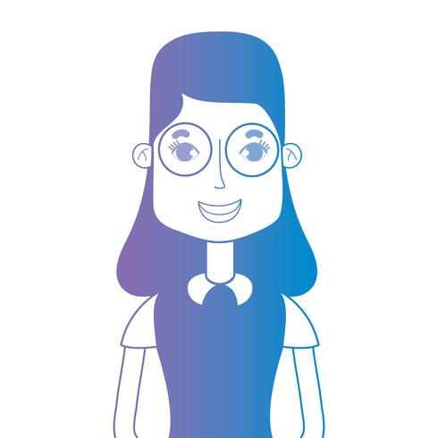 lijn avatar vrouw met kapsel en blouse vector