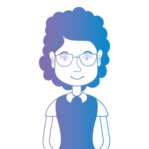 lijn avatar vrouw met kapsel en blouse vector