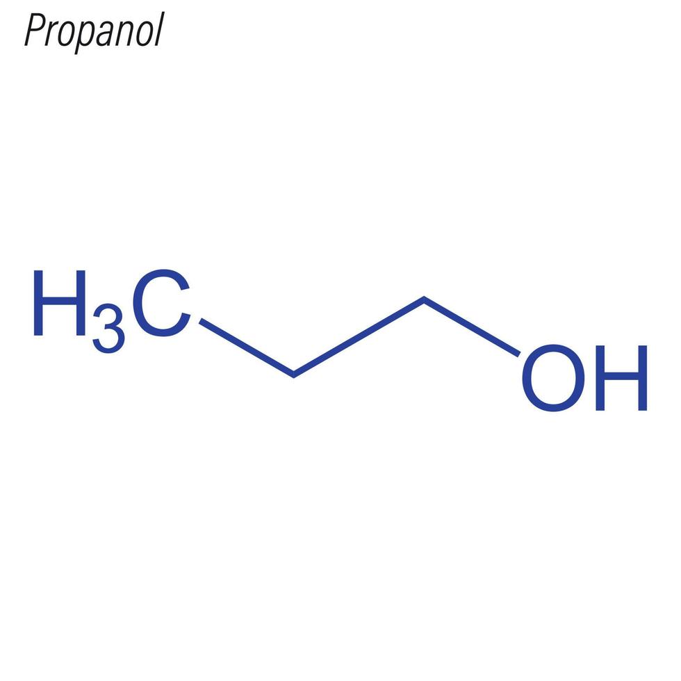 vector skelet formule van propanol antimicrobiële chemische mol