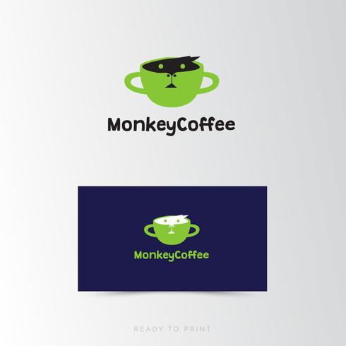 Logo Zakelijk Monkey Coffee eenvoudig ontwerp vector