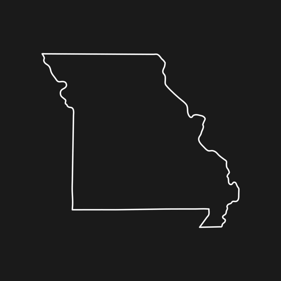 Missouri kaart op zwarte achtergrond vector