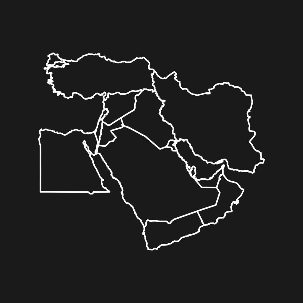 kaart van het Midden-Oosten op zwarte achtergrond vector