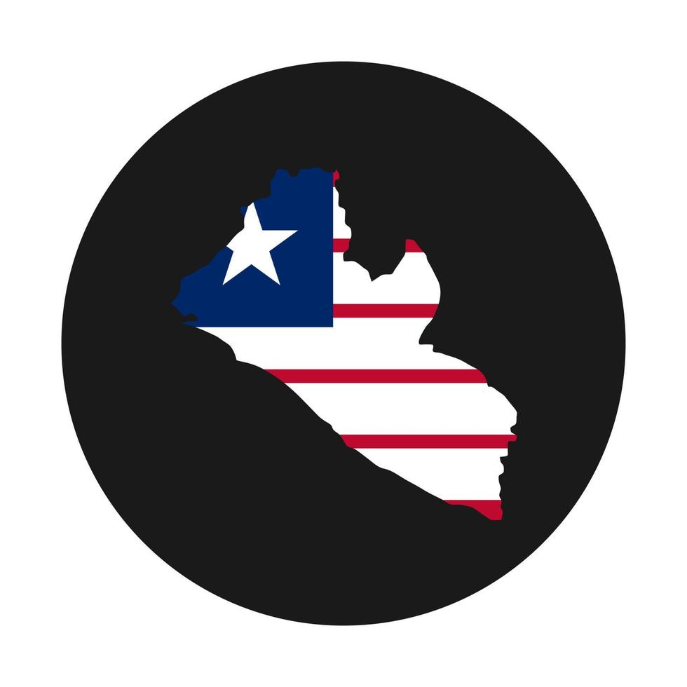 Liberia kaart silhouet met vlag op zwarte achtergrond vector