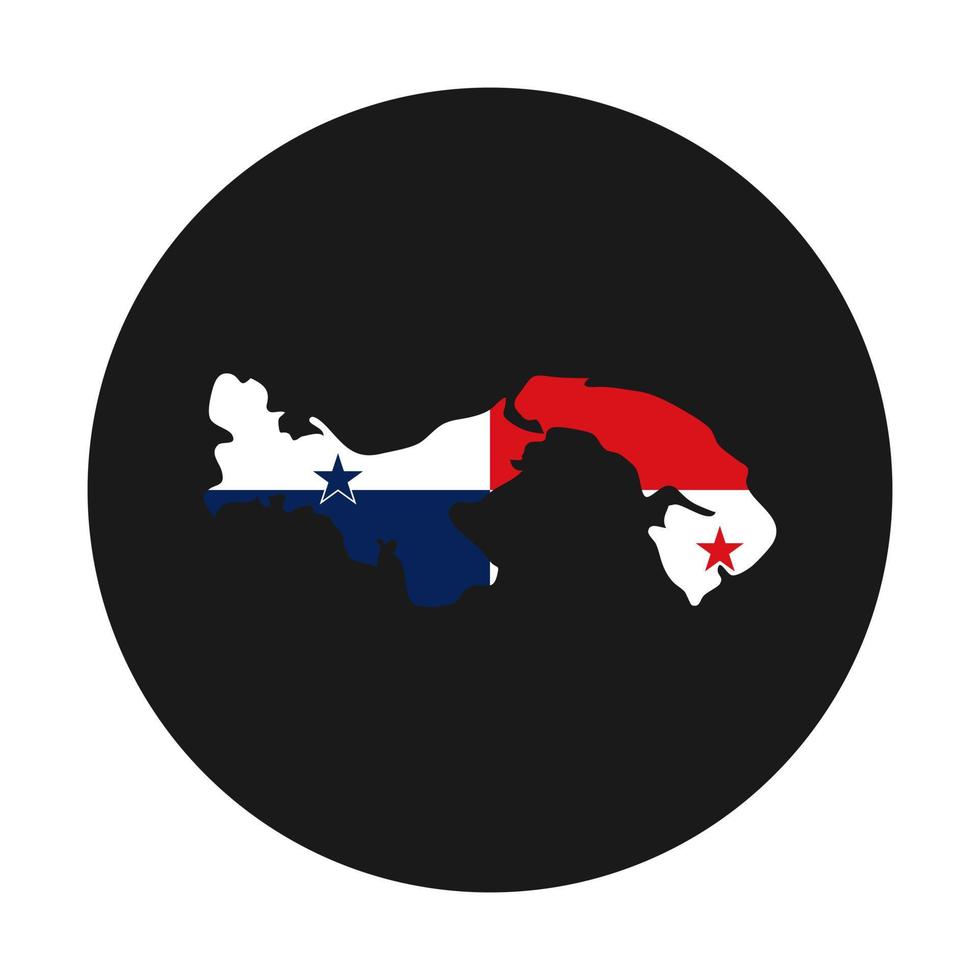 panama kaart silhouet met vlag op zwarte achtergrond vector