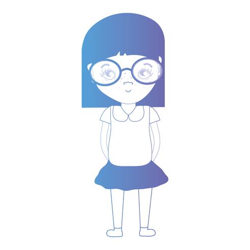 lijn avatar meisje met kapsel en kleding vector