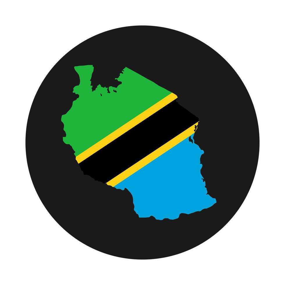 Tanzania kaart silhouet met vlag op zwarte achtergrond vector