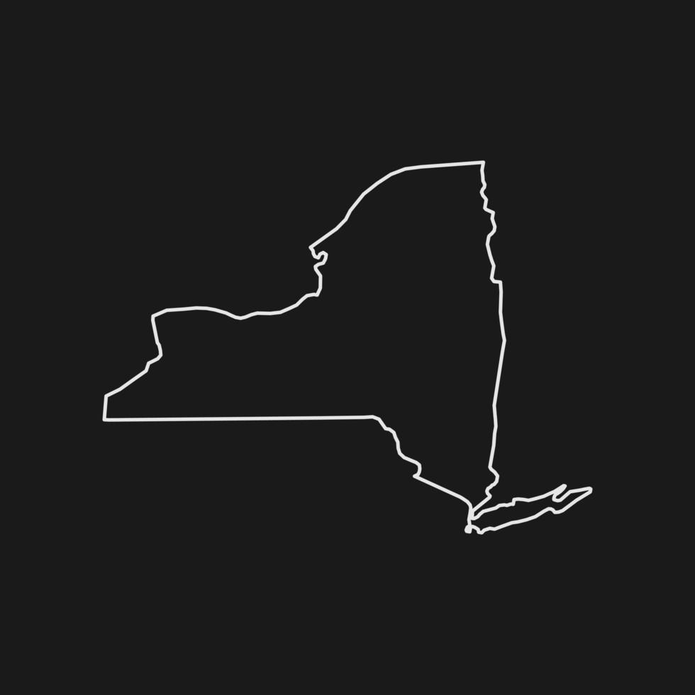de staatskaart van new york op zwarte achtergrond vector