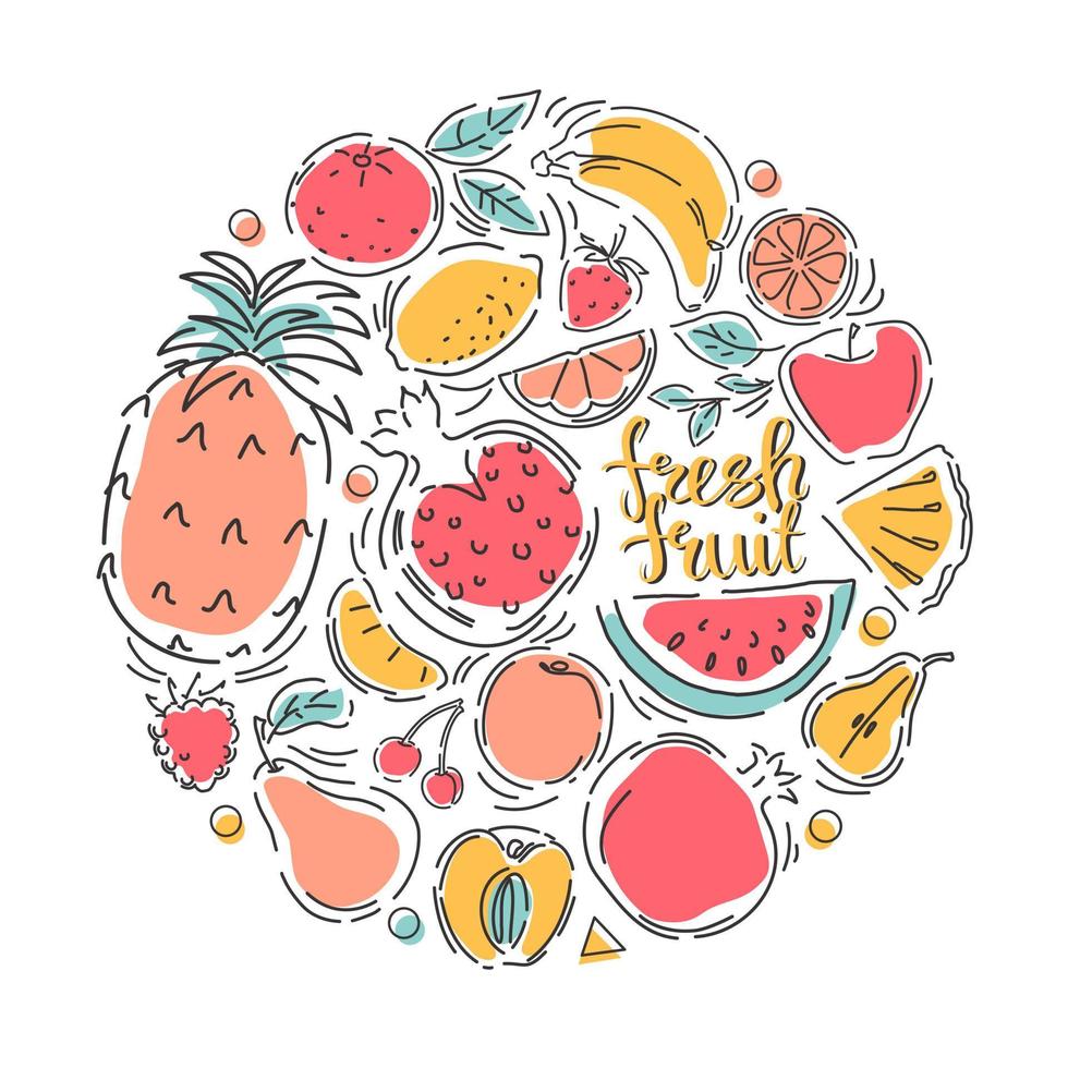 set van fruit. gezond eco-voedsel. pictogrammen. vectorillustratie. vector