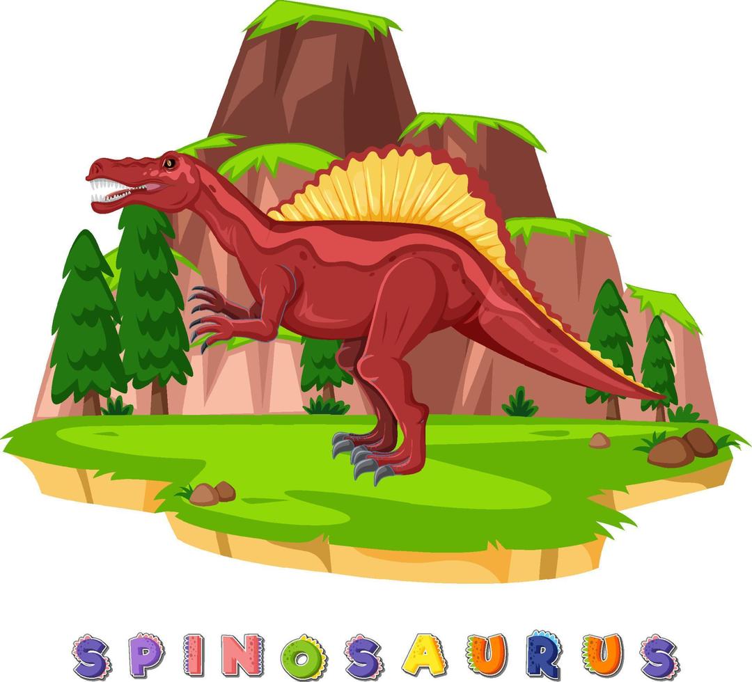 dinosaurus woordkaart voor spinosaurus vector