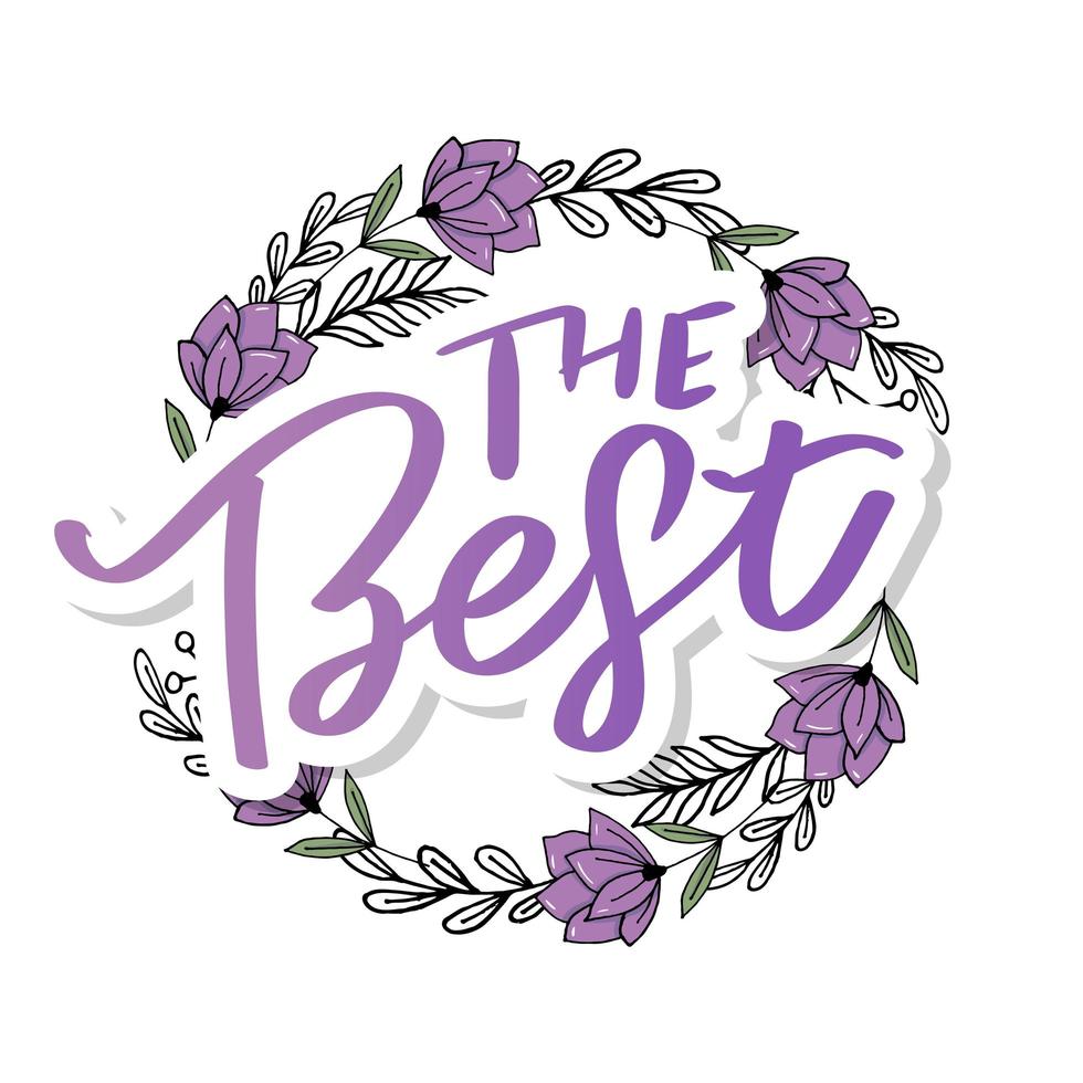 de beste handgetekende beletteringkaart met hart. het perfecte ontwerp van de inscriptie voor wenskaarten, posters, t-shirts, banners, printuitnodigingen. vector