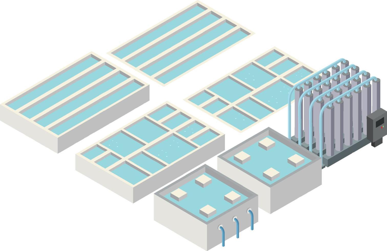 isometrisch industriegebied van ontziltingsinstallatie vector