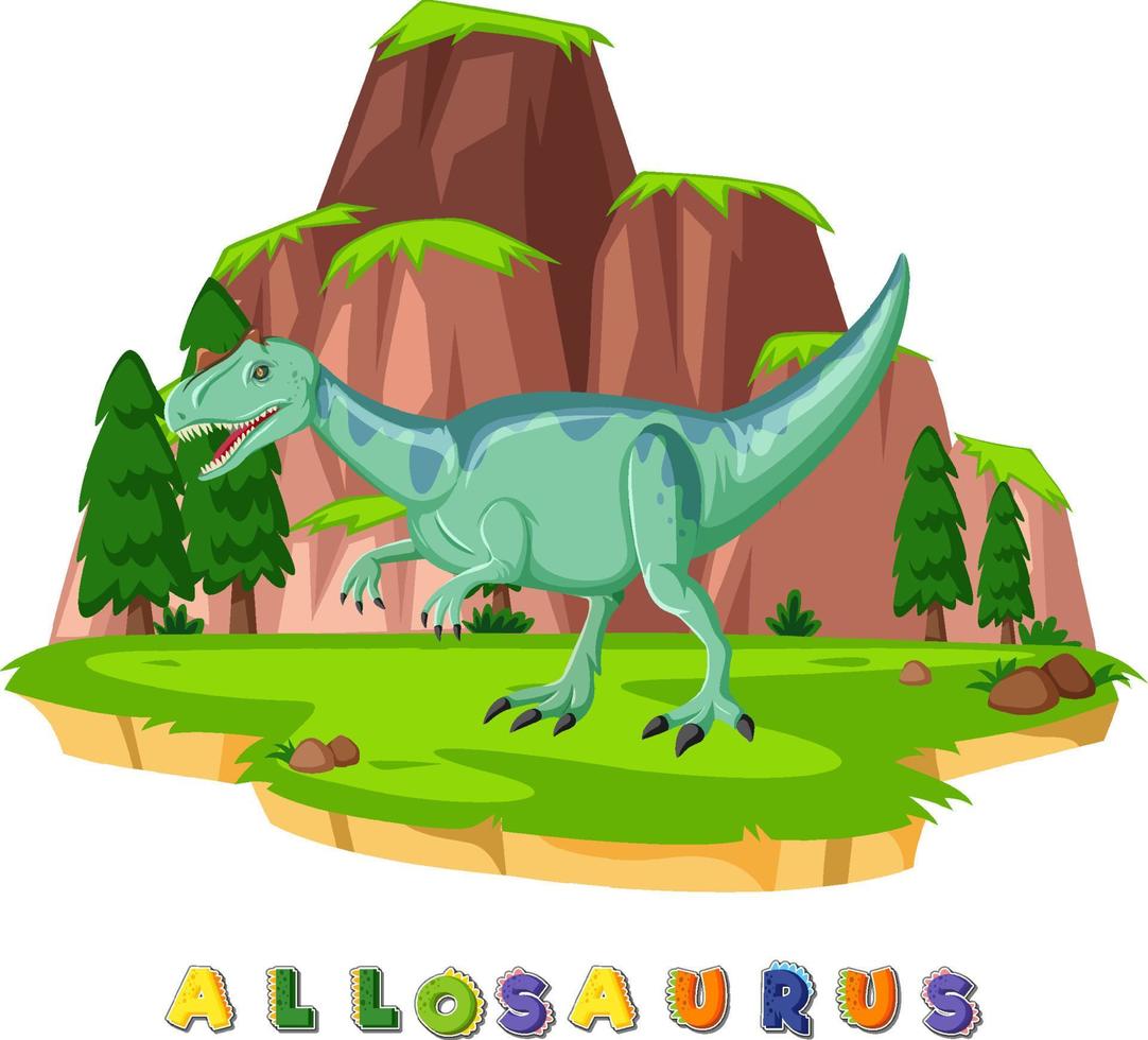 dinosaurus woordkaart voor allosaurus vector