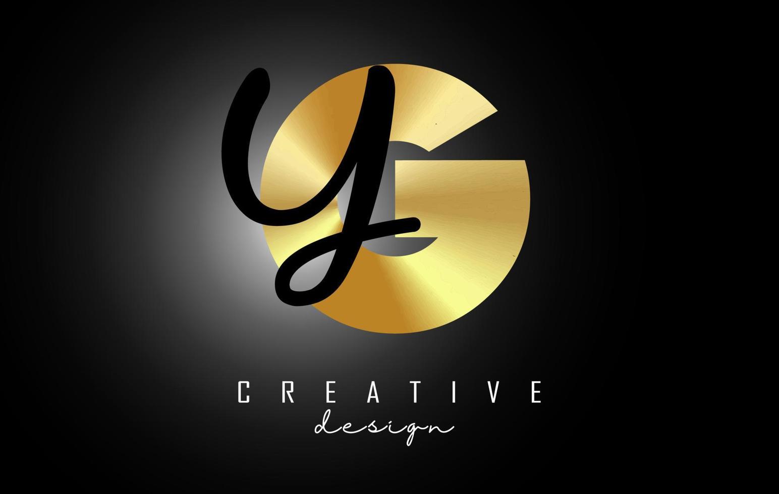 gouden letters gy-logo met een minimalistisch design. letters g en y met geometrische en handgeschreven typografie. vector