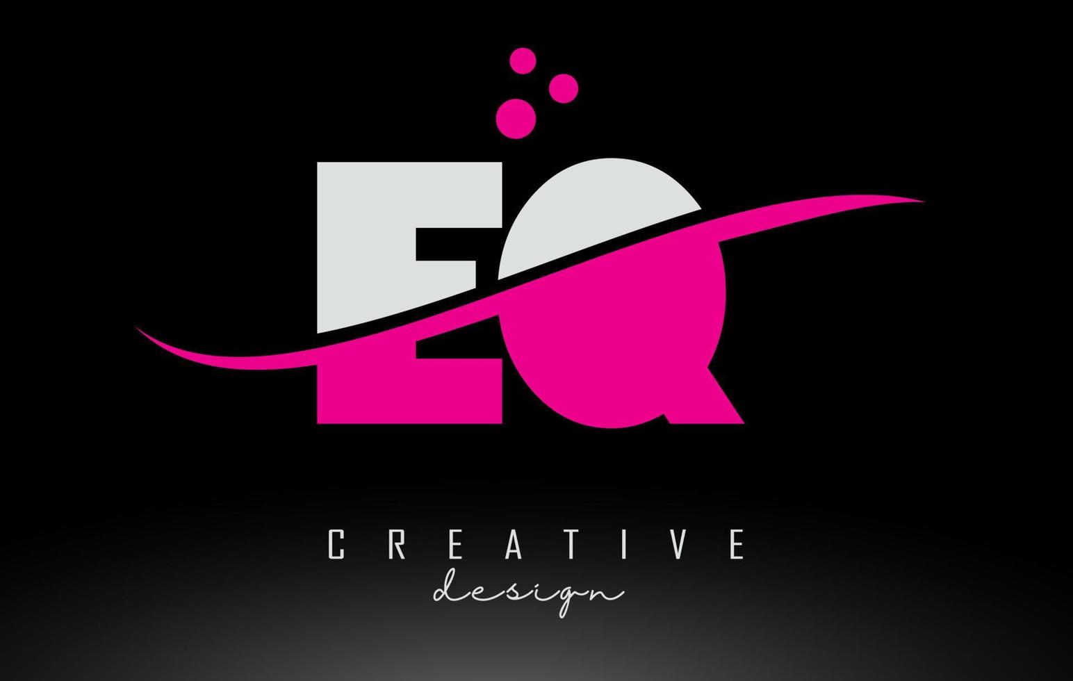 eq eq wit en roze letterlogo met swoosh en stippen. vector