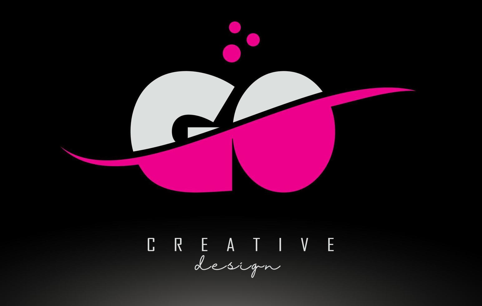 ga g wit en roze letterlogo met swoosh en stippen. vector