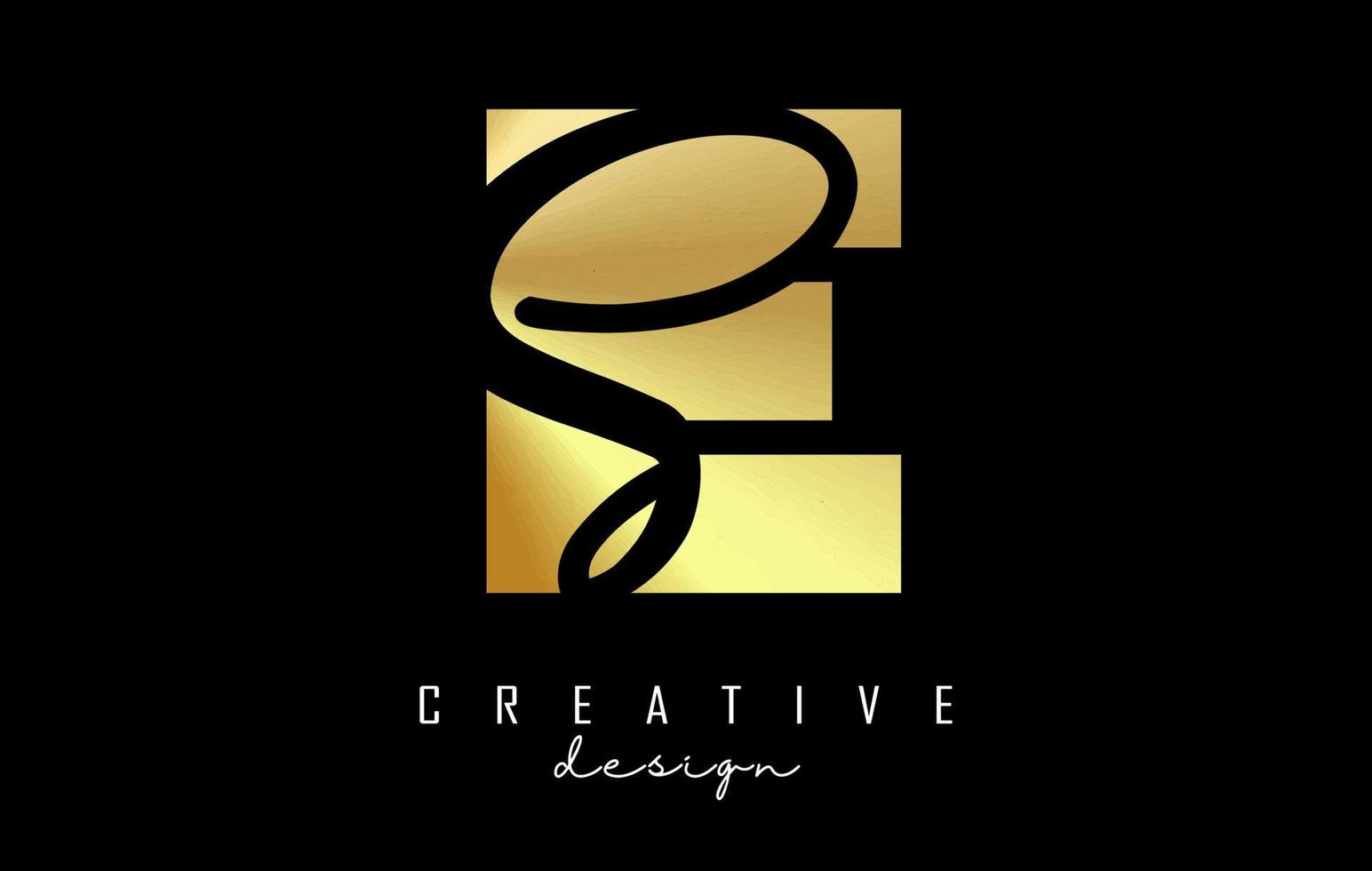 gouden letters es-logo met een minimalistisch ontwerp. letters e en s met geometrische en handgeschreven typografie. vector