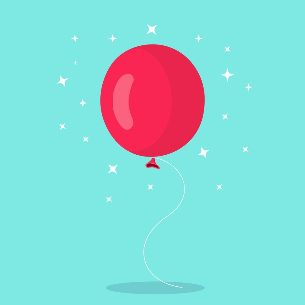 heliumballon, luchtballen die met touw vliegen. gelukkige verjaardag, vakantieconcept. feest decoratie. vector cartoon ontwerp