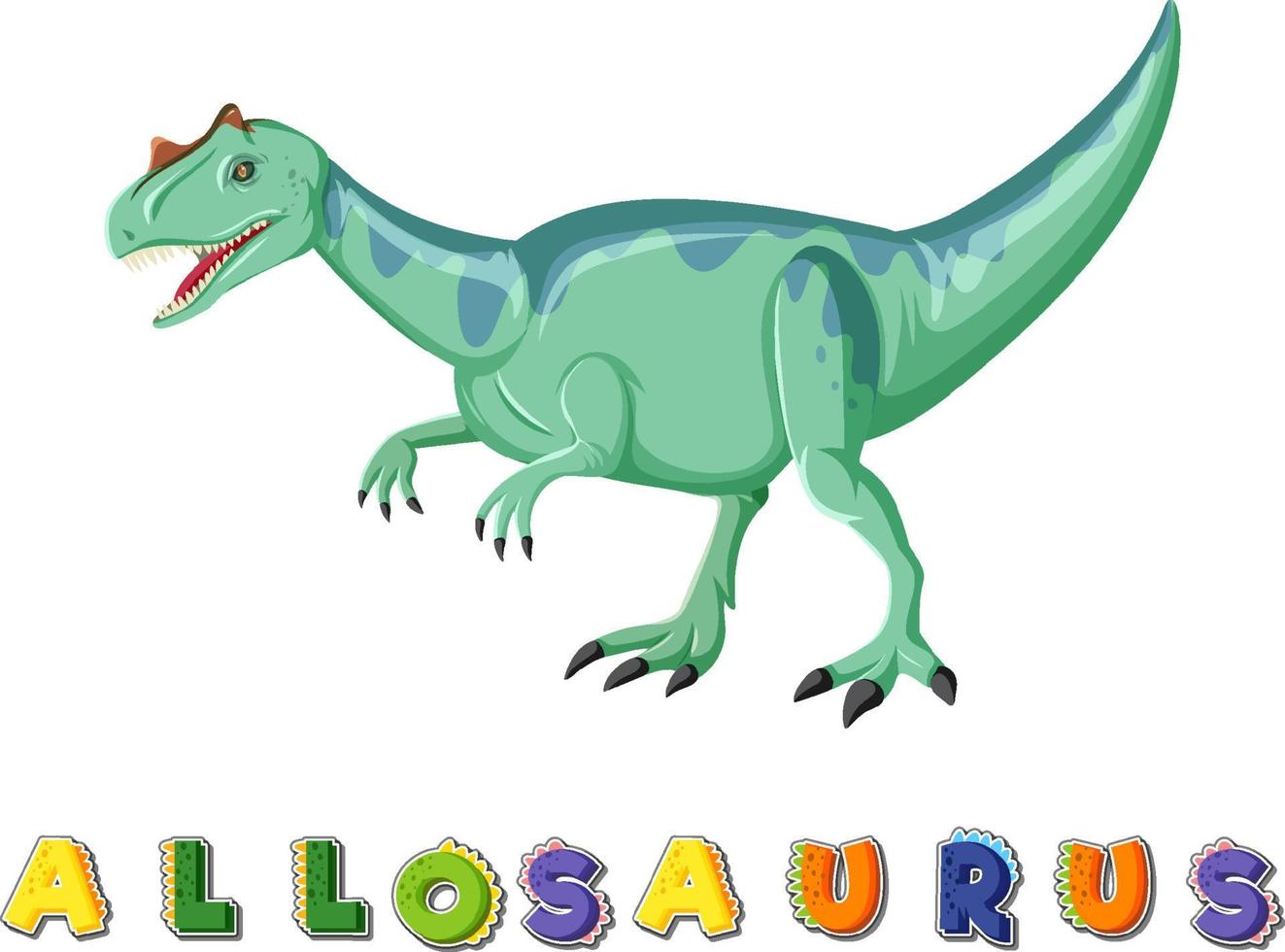 dinosaurus woordkaart voor allosaurus vector