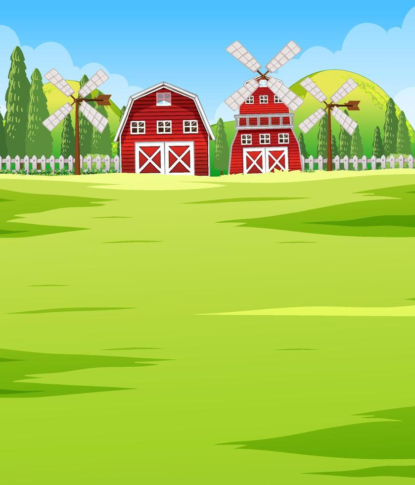 boerderij scène landschap met schuur vector