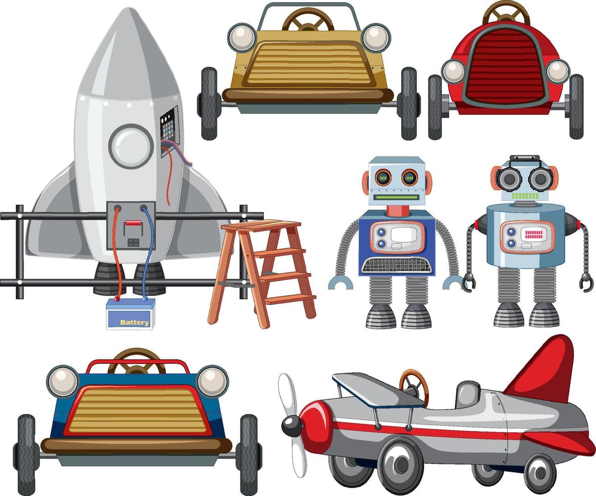 set van verschillende vintage robots vector