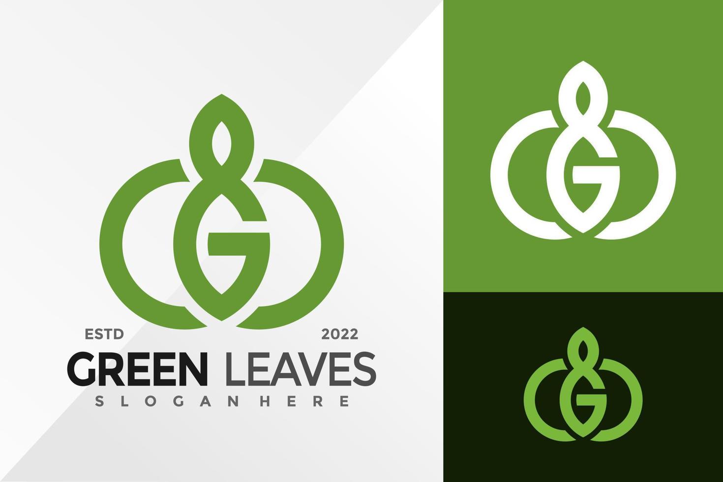 g brief natuur blad logo ontwerp vector illustratie sjabloon