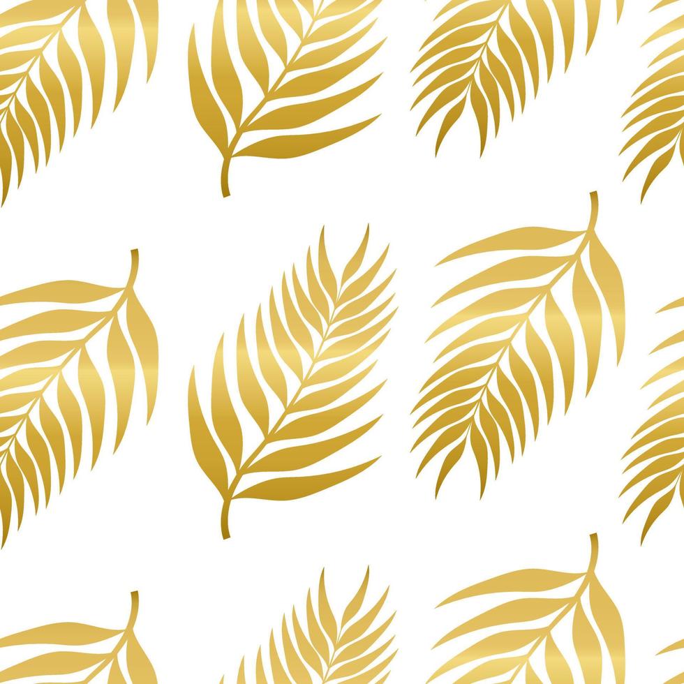 elegantie naadloos patroon met tropische bladeren in gouden. palmtak. voor textiel, omslag, inpakpapier. vectorillustratie. vector