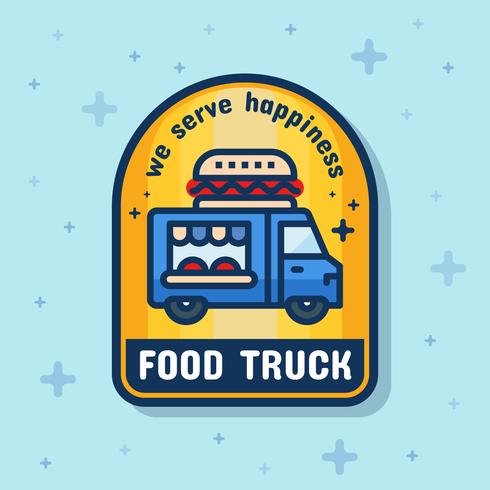 Food truck service badge banner. Vector illustratie