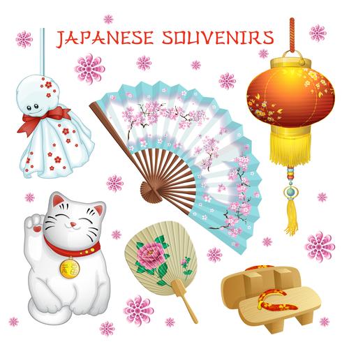 Set van Japanse souvenirs vector