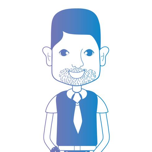 lijn avatar man met kapsel en t-shirt vector