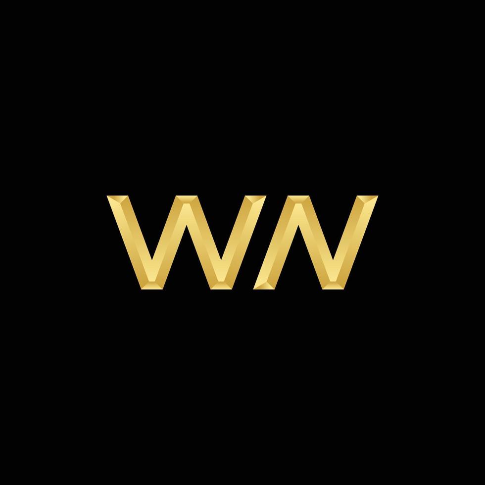 gouden beginletter wn logo ontwerp vector