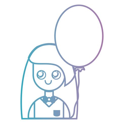 lijnmeisje met kapsel en ballonontwerp vector