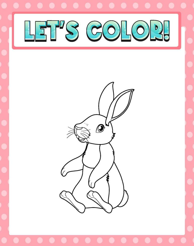 werkbladsjabloon met tekst en konijnenoverzicht in kleur vector