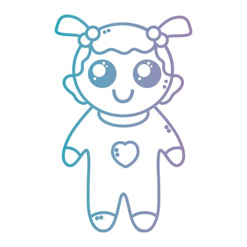 lijn leuk babymeisje met pijama en kapsel vector