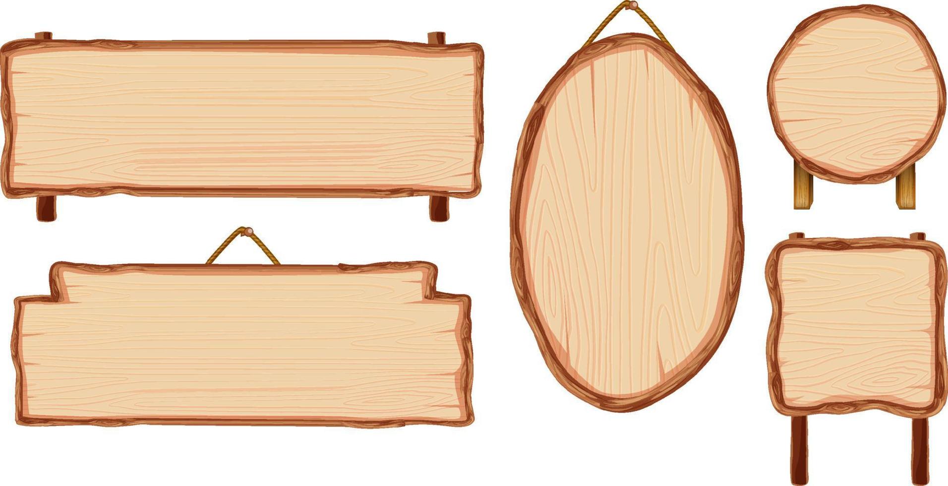 set van verschillende houten bordjes vector